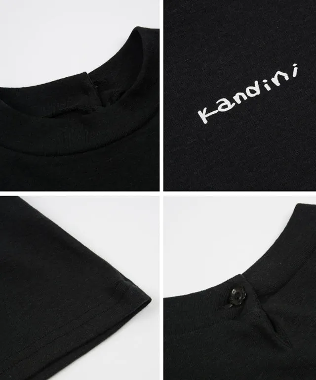 KANDINI Half-neck Sleeveless T-shirts - Black