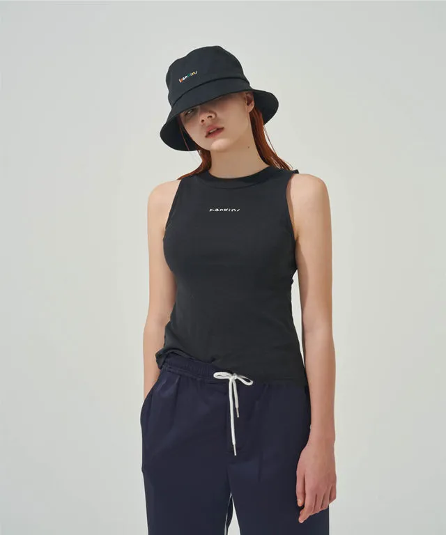 KANDINI Half-neck Sleeveless T-shirts - Black