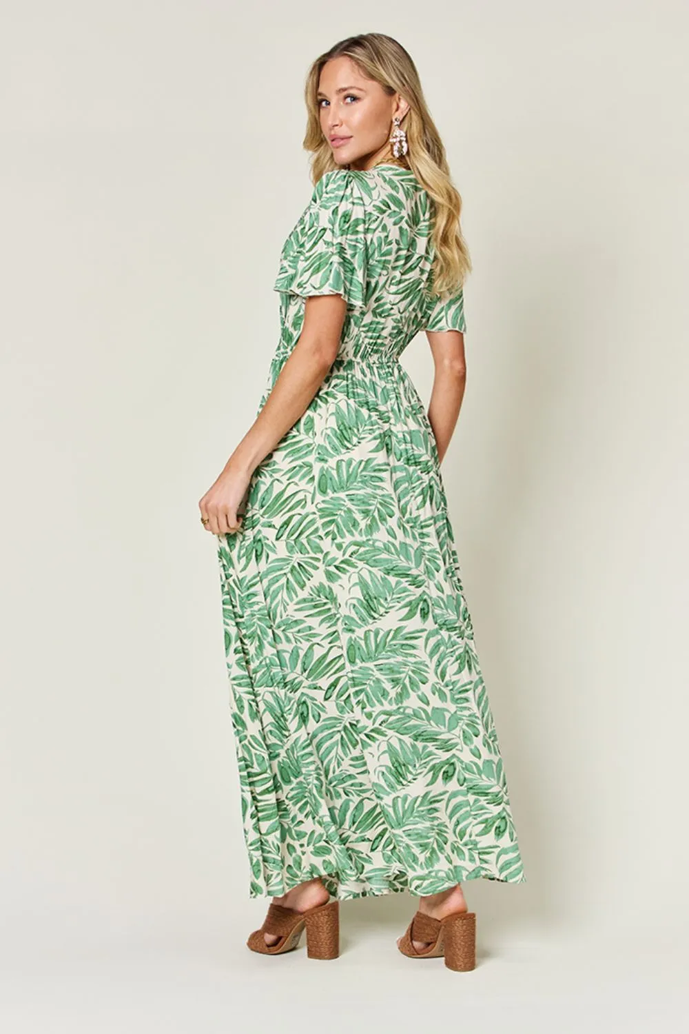 Kaylee Full Size Printed Drawstring Short Sleeve Dress