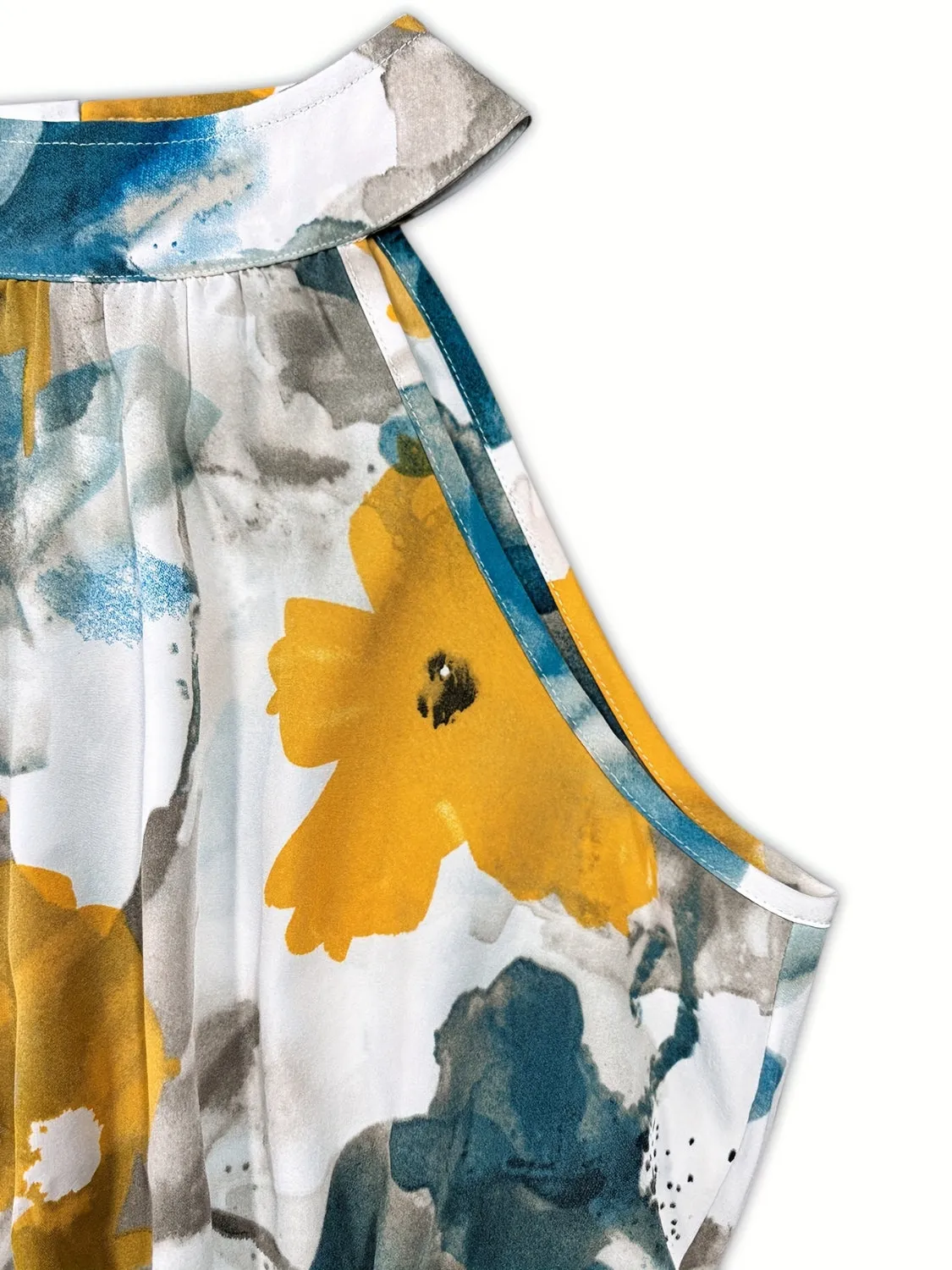 Kelsey Tiered Printed Mock Neck Sleeveless Dress