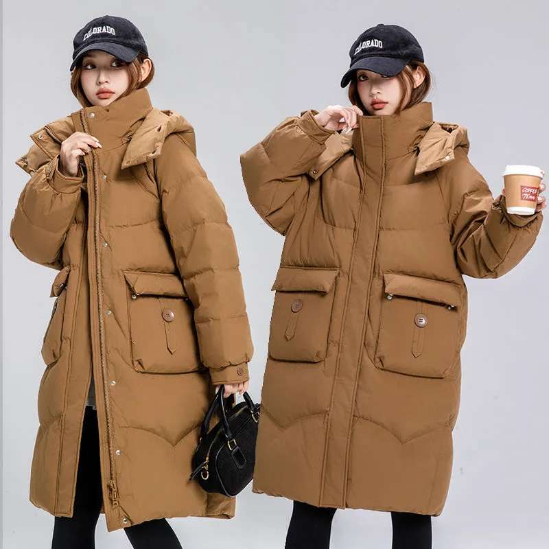 Knee-Length Padded Women's Puffer Coat for Ultimate Warmth