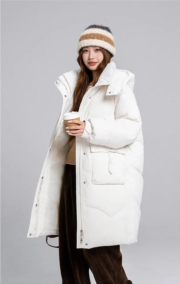 Knee-Length Padded Women's Puffer Coat for Ultimate Warmth