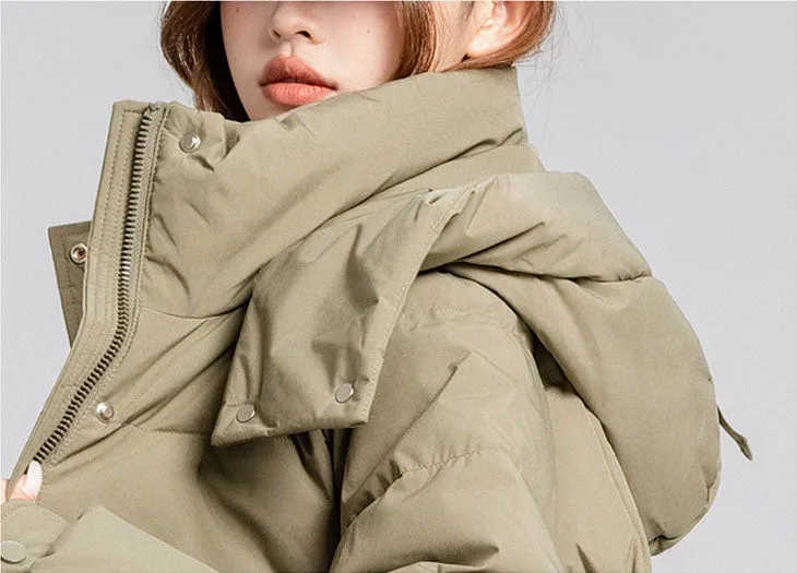 Knee-Length Padded Women's Puffer Coat for Ultimate Warmth
