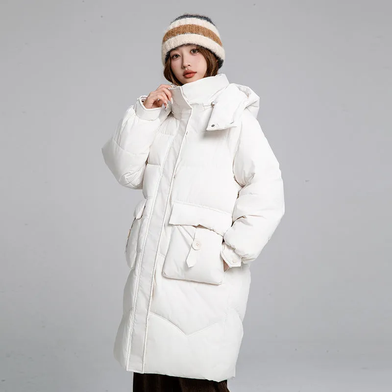 Knee-Length Padded Women's Puffer Coat for Ultimate Warmth