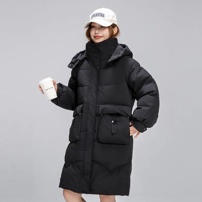 Knee-Length Padded Women's Puffer Coat for Ultimate Warmth