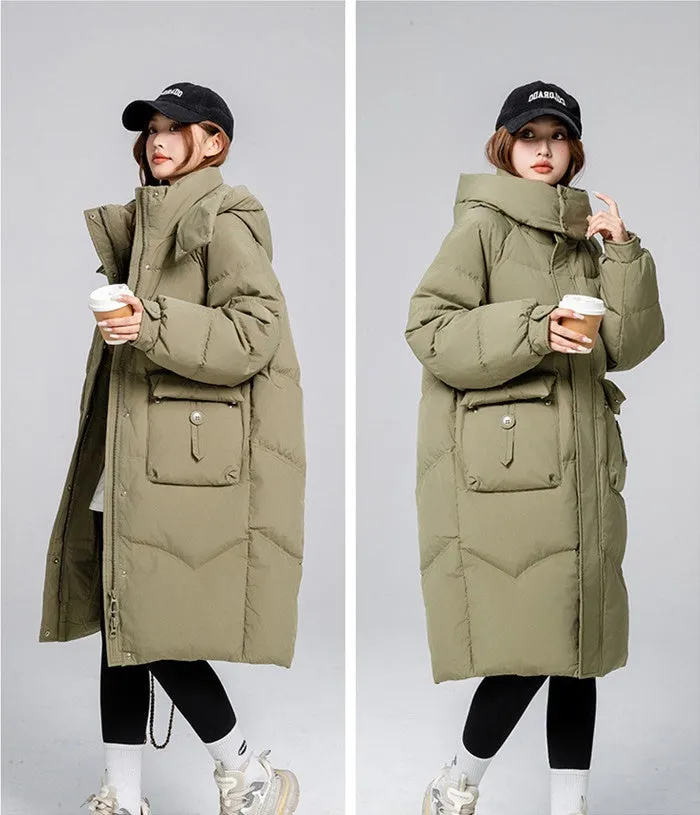 Knee-Length Padded Women's Puffer Coat for Ultimate Warmth