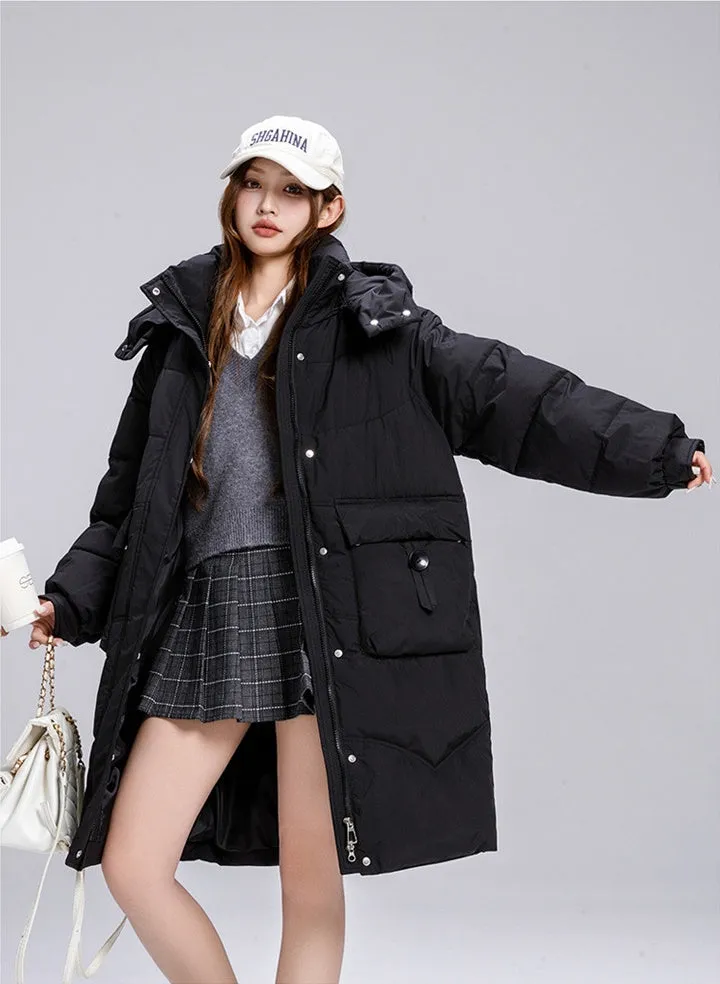 Knee-Length Padded Women's Puffer Coat for Ultimate Warmth