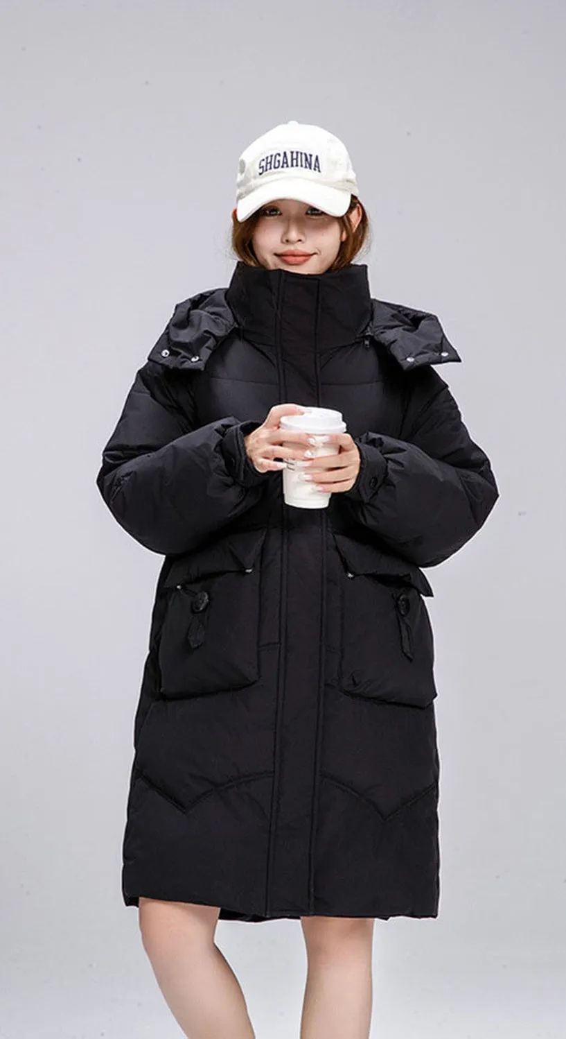 Knee-Length Padded Women's Puffer Coat for Ultimate Warmth