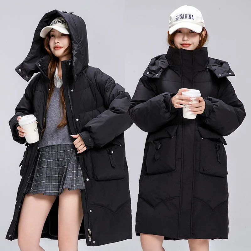 Knee-Length Padded Women's Puffer Coat for Ultimate Warmth