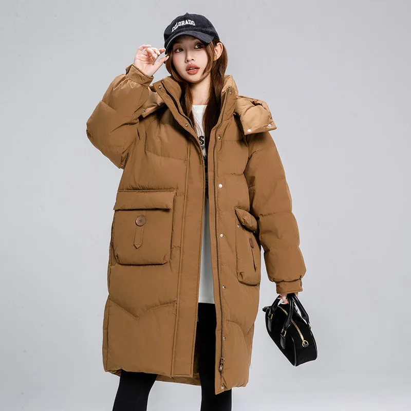 Knee-Length Padded Women's Puffer Coat for Ultimate Warmth