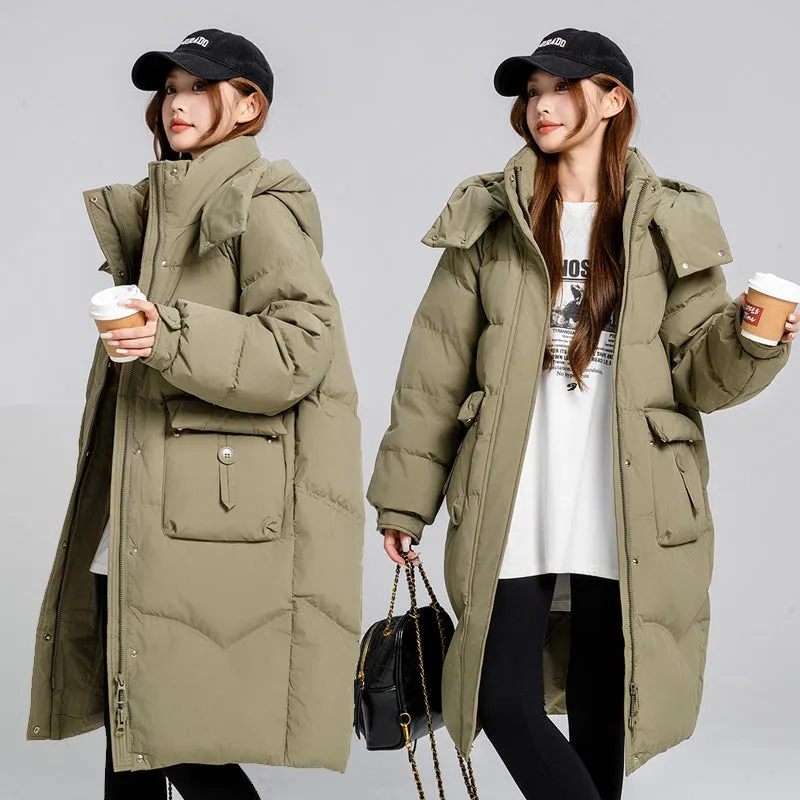 Knee-Length Padded Women's Puffer Coat for Ultimate Warmth