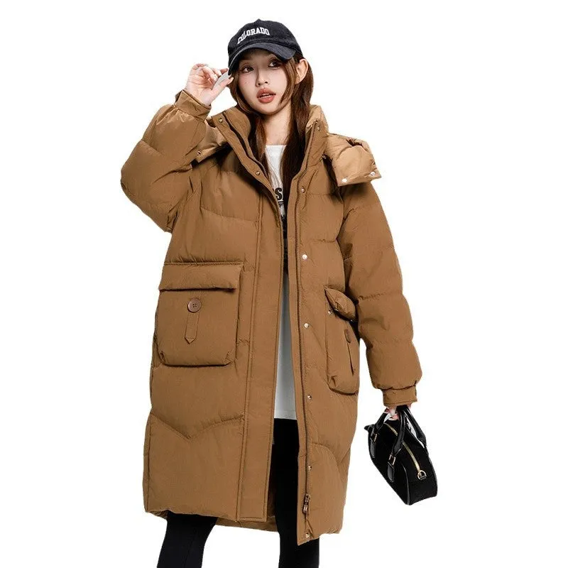 Knee-Length Padded Women's Puffer Coat for Ultimate Warmth