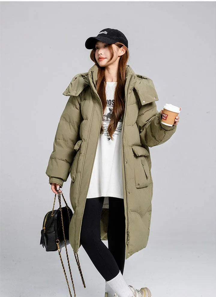 Knee-Length Padded Women's Puffer Coat for Ultimate Warmth