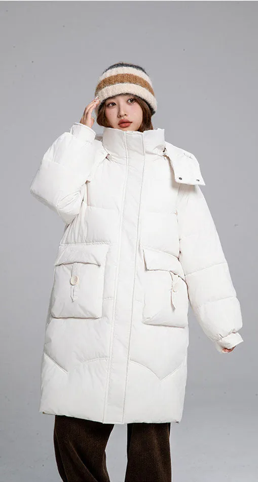 Knee-Length Padded Women's Puffer Coat for Ultimate Warmth