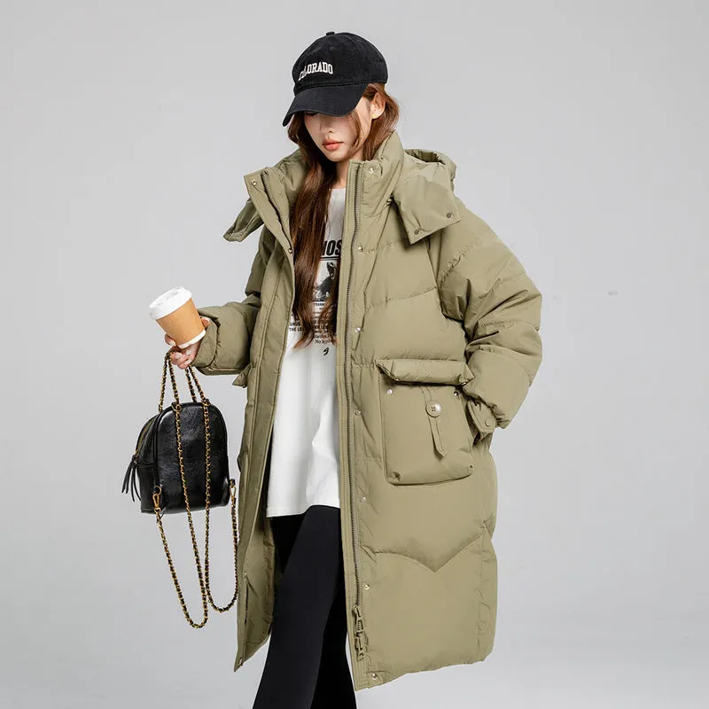 Knee-Length Padded Women's Puffer Coat for Ultimate Warmth