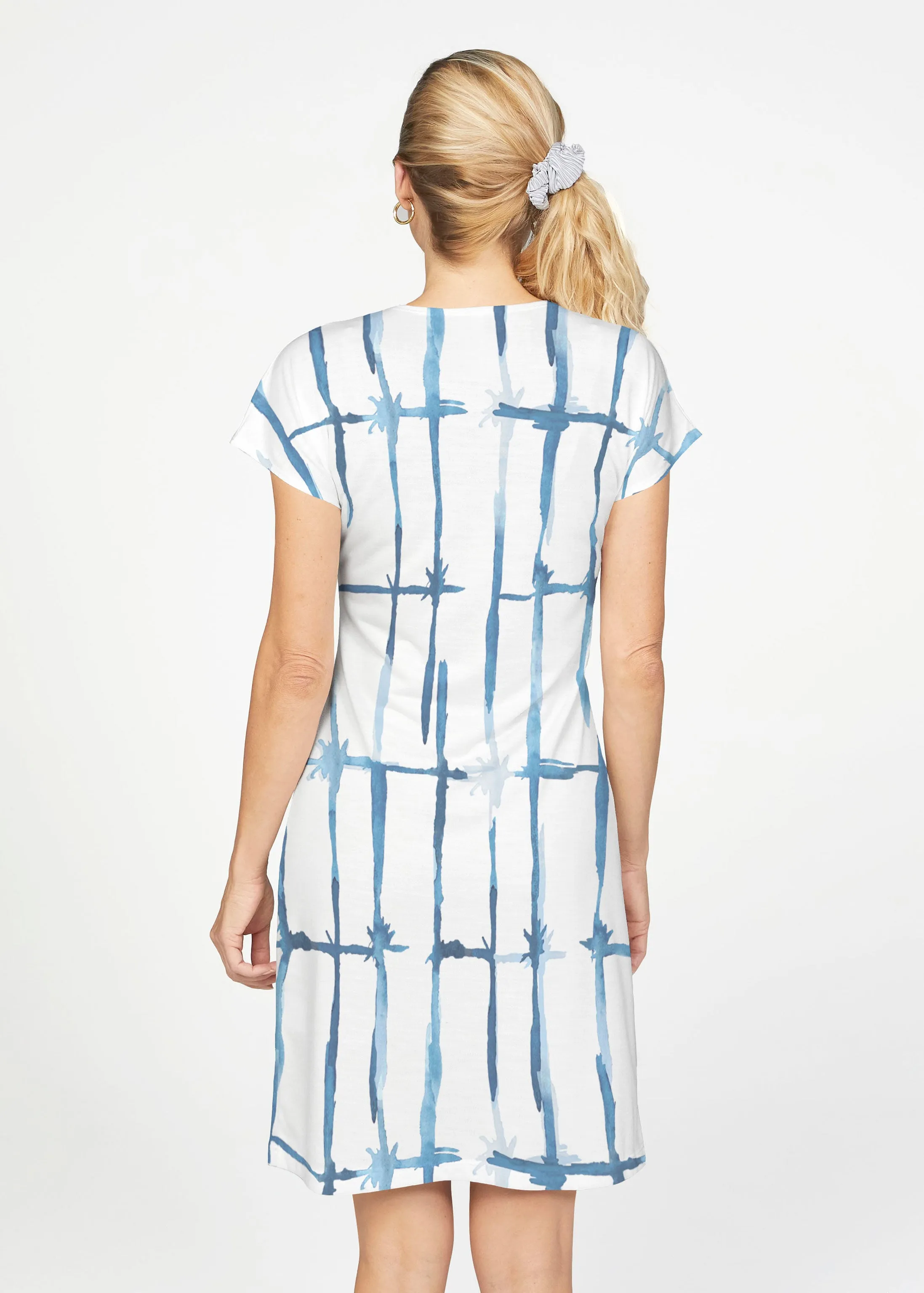 Knotted Tie Dye (7844) ~ French Terry Short Sleeve Crew Dress
