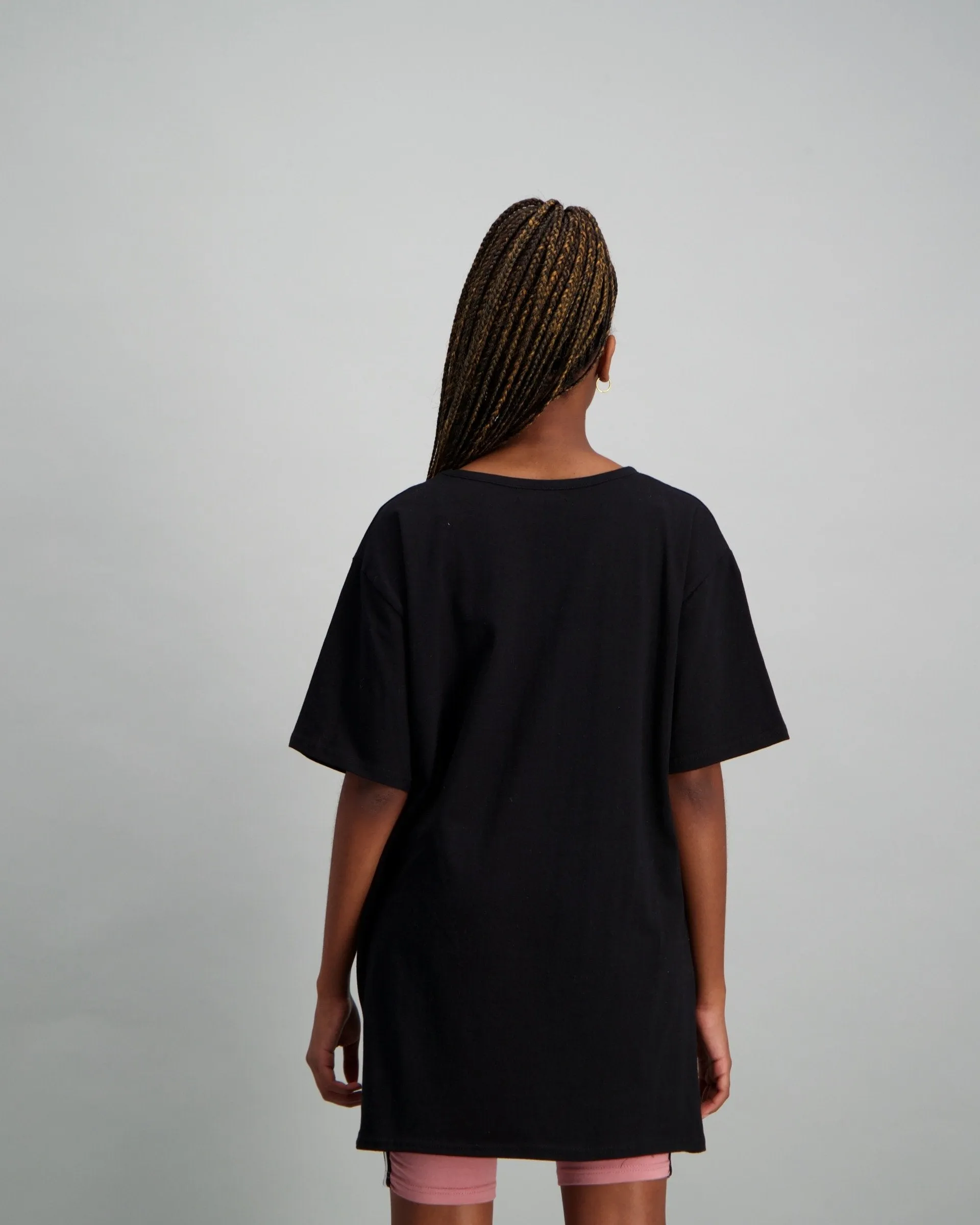 Ladies Oversized T-Shirt Symbol Dress - Black