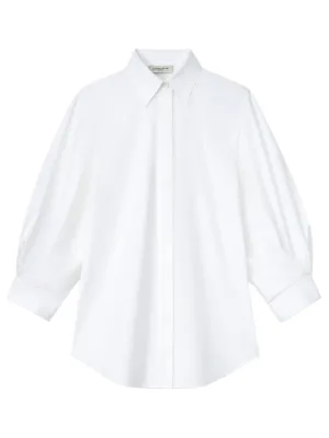 Lafayette 148 Balloon Sleeve Slim Blouse in White