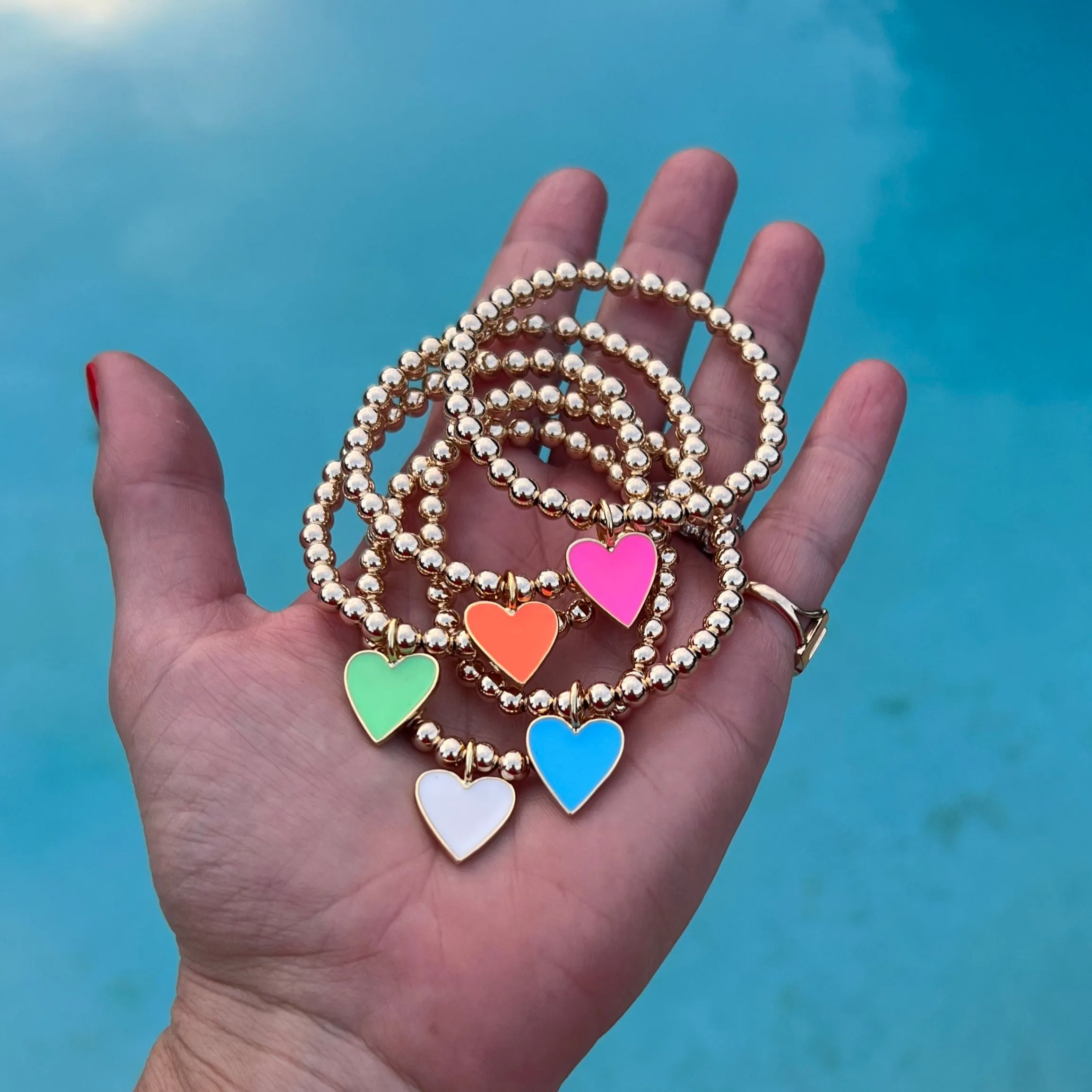 Large Enamel Heart Bracelet