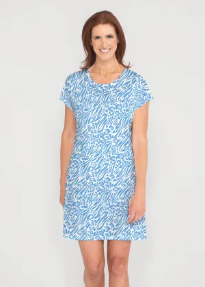 Leo Hotsy Totsy Blue (8166) ~ French Terry Short Sleeve Crew Dress