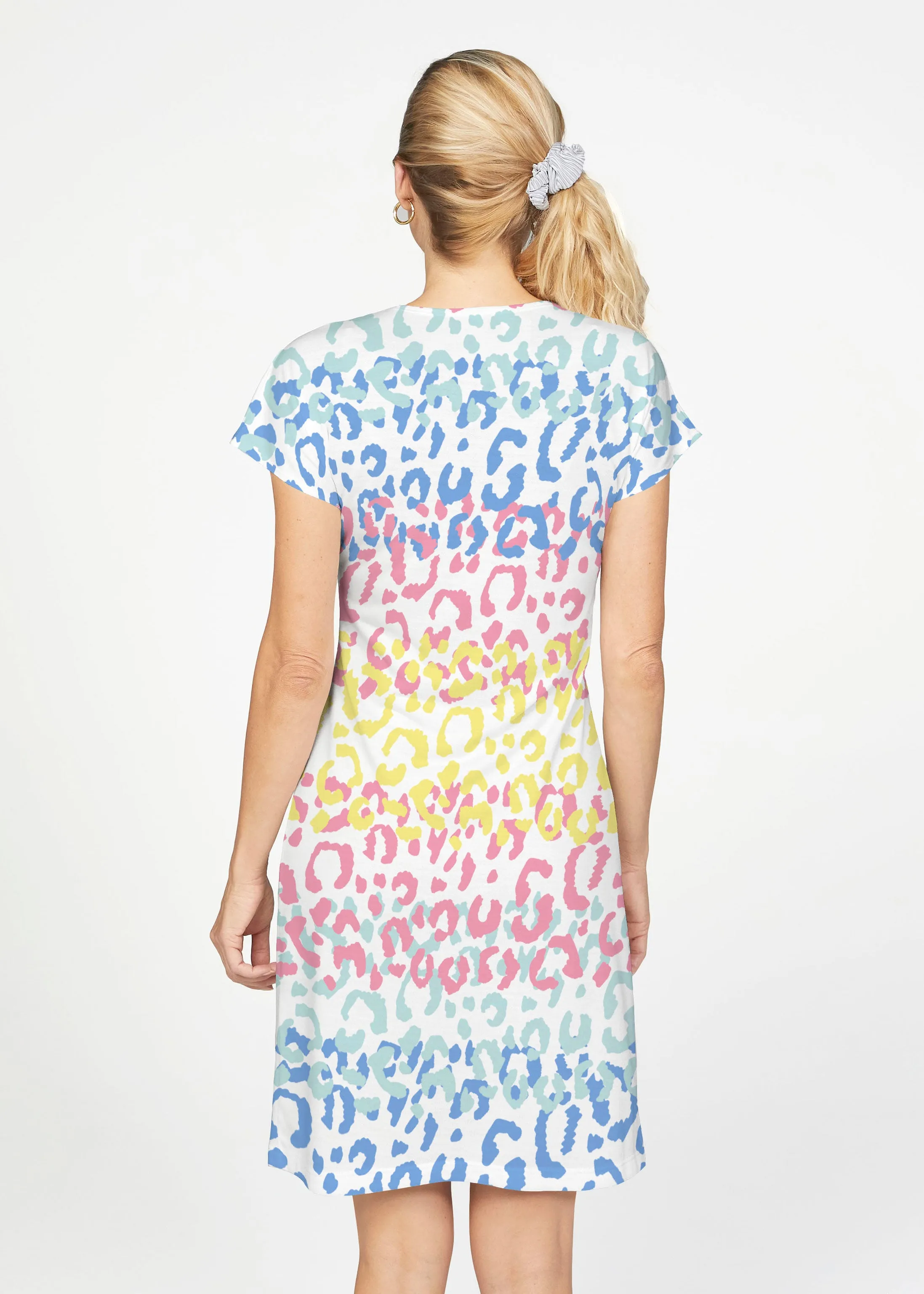 Leopard Ombre Rainbow (7899) ~ French Terry Short Sleeve Crew Dress