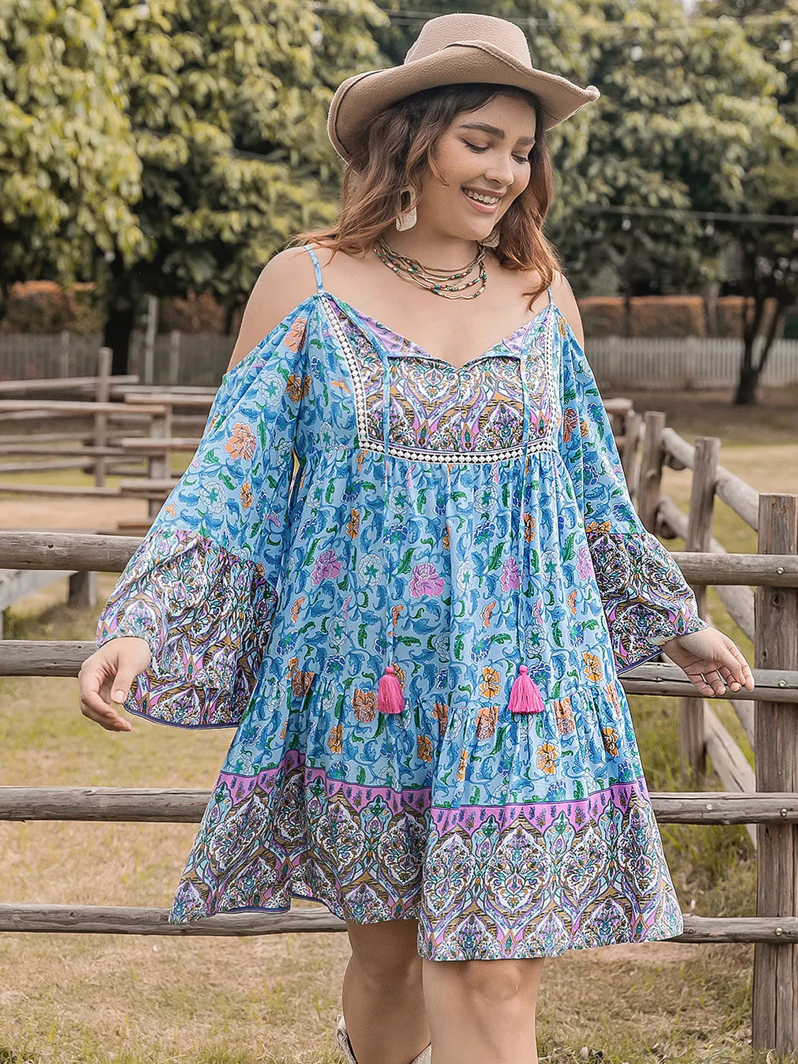 Lex Plus Size Printed Long Sleeve Mini Dress