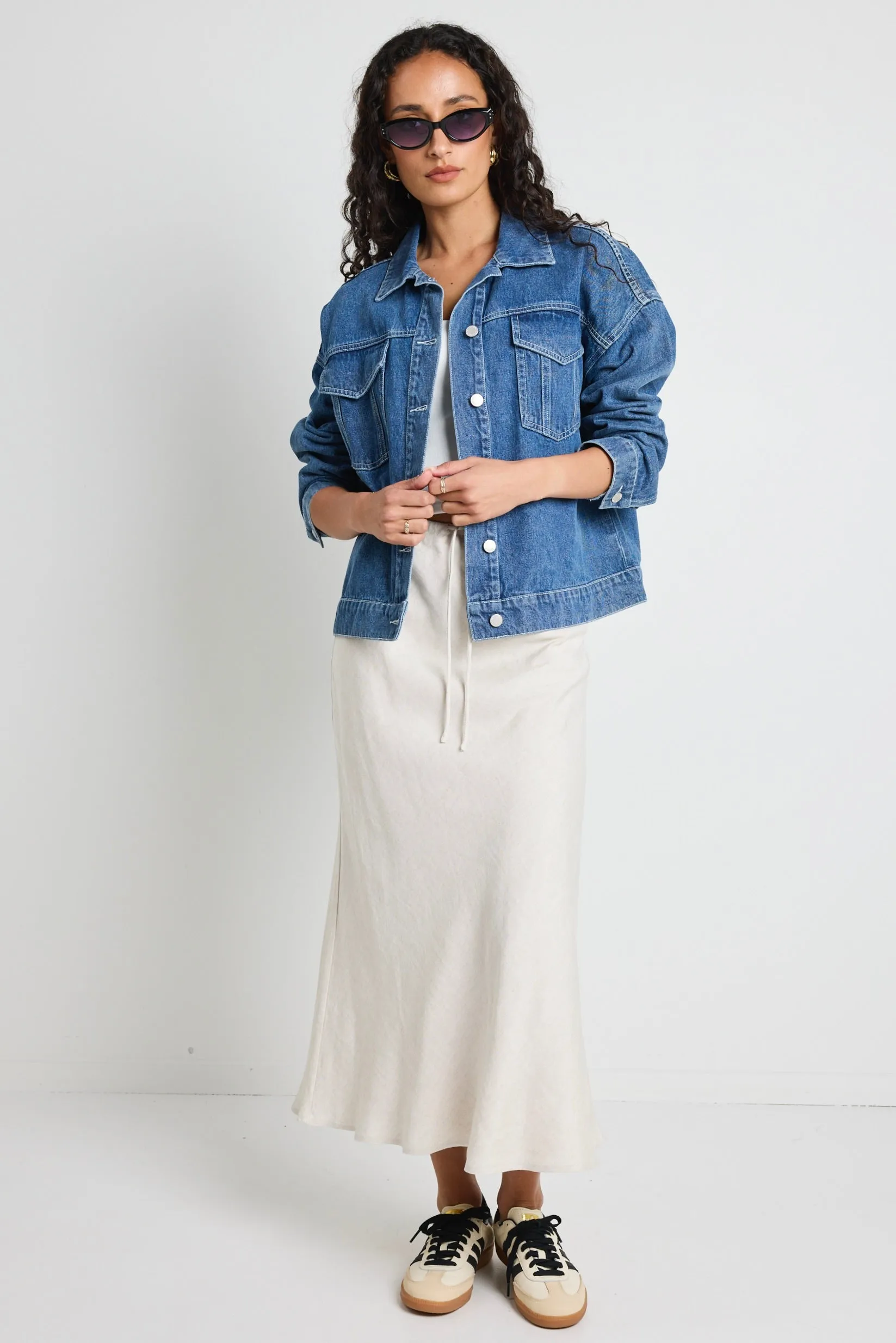 Lifelong Mineral Blue Oversized Denim Jacket