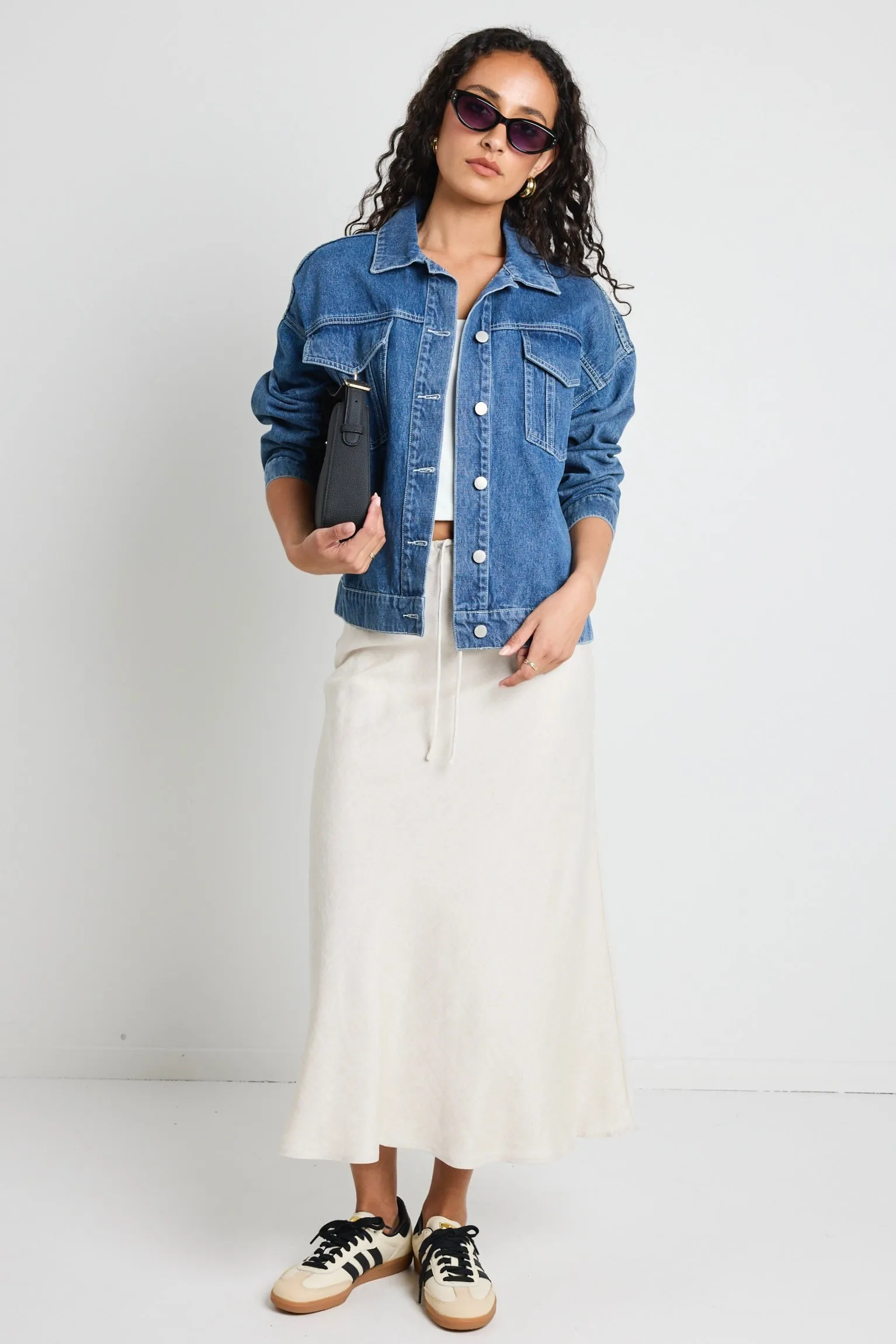 Lifelong Mineral Blue Oversized Denim Jacket
