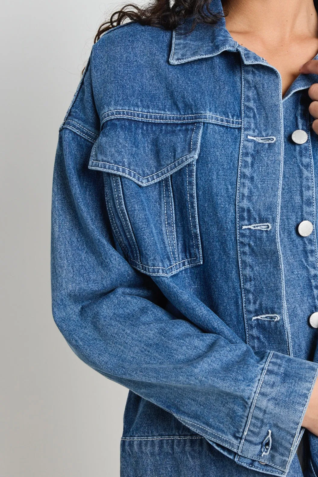 Lifelong Mineral Blue Oversized Denim Jacket