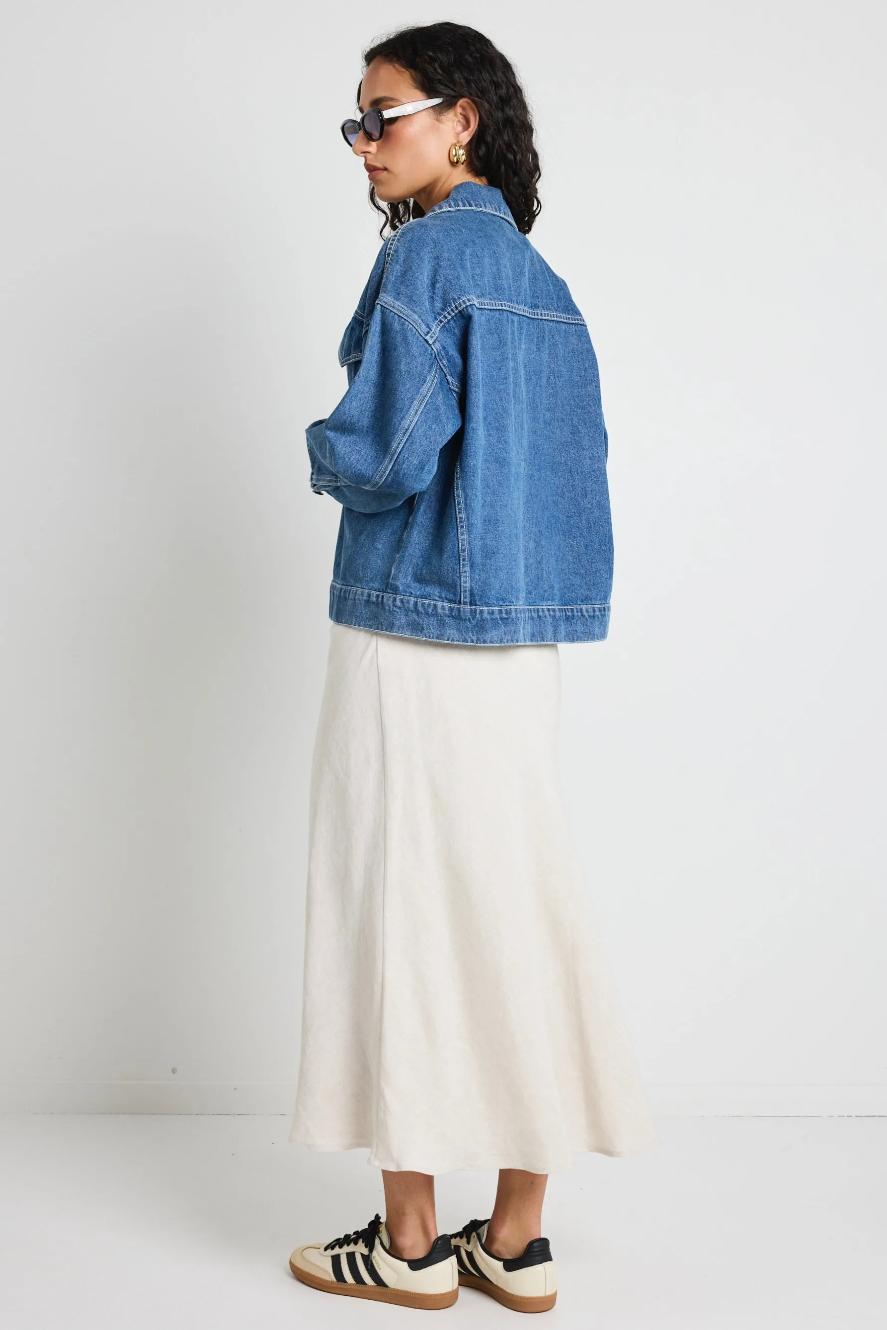 Lifelong Mineral Blue Oversized Denim Jacket