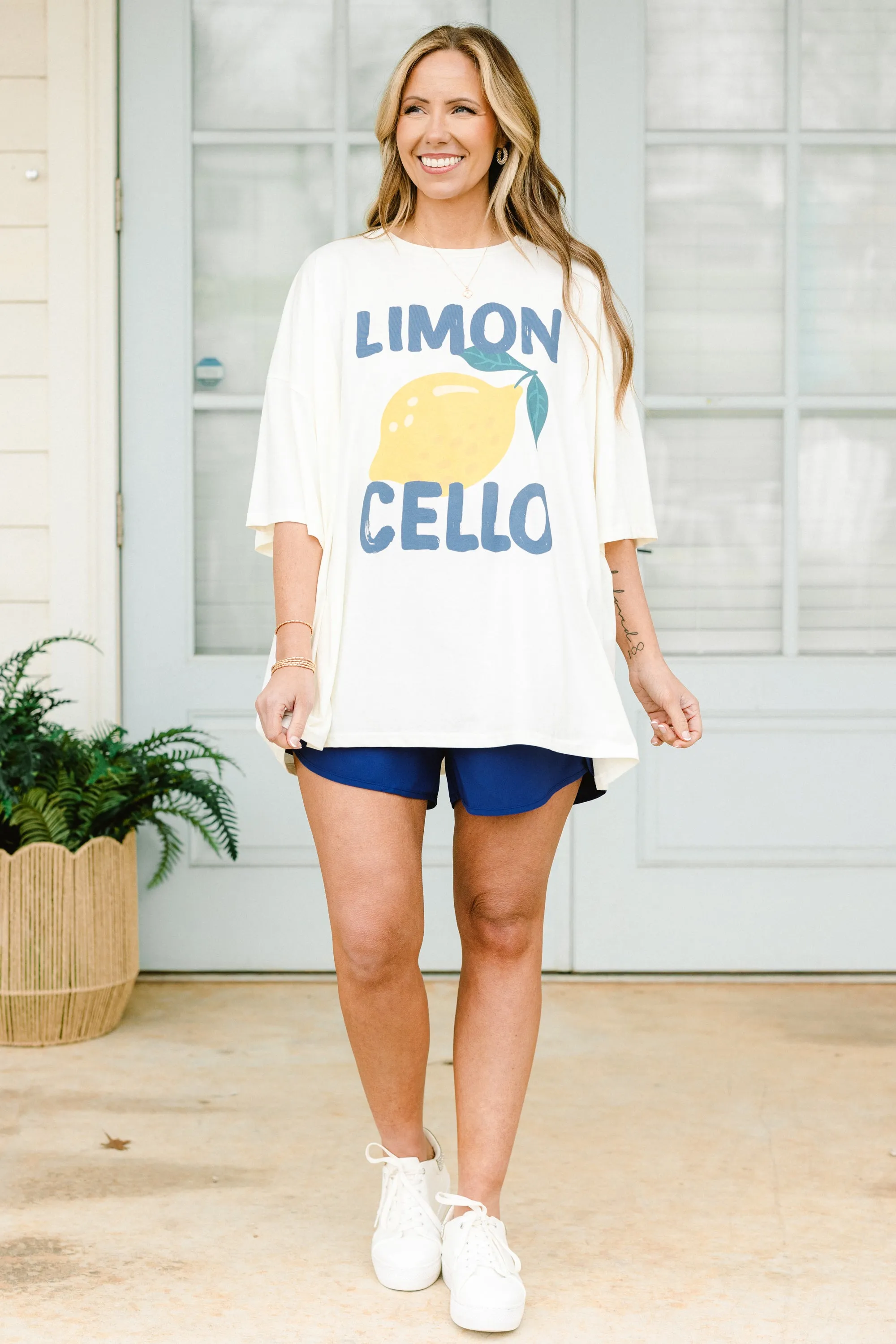 Limoncello Summer Boyfriend Tee, Ivory