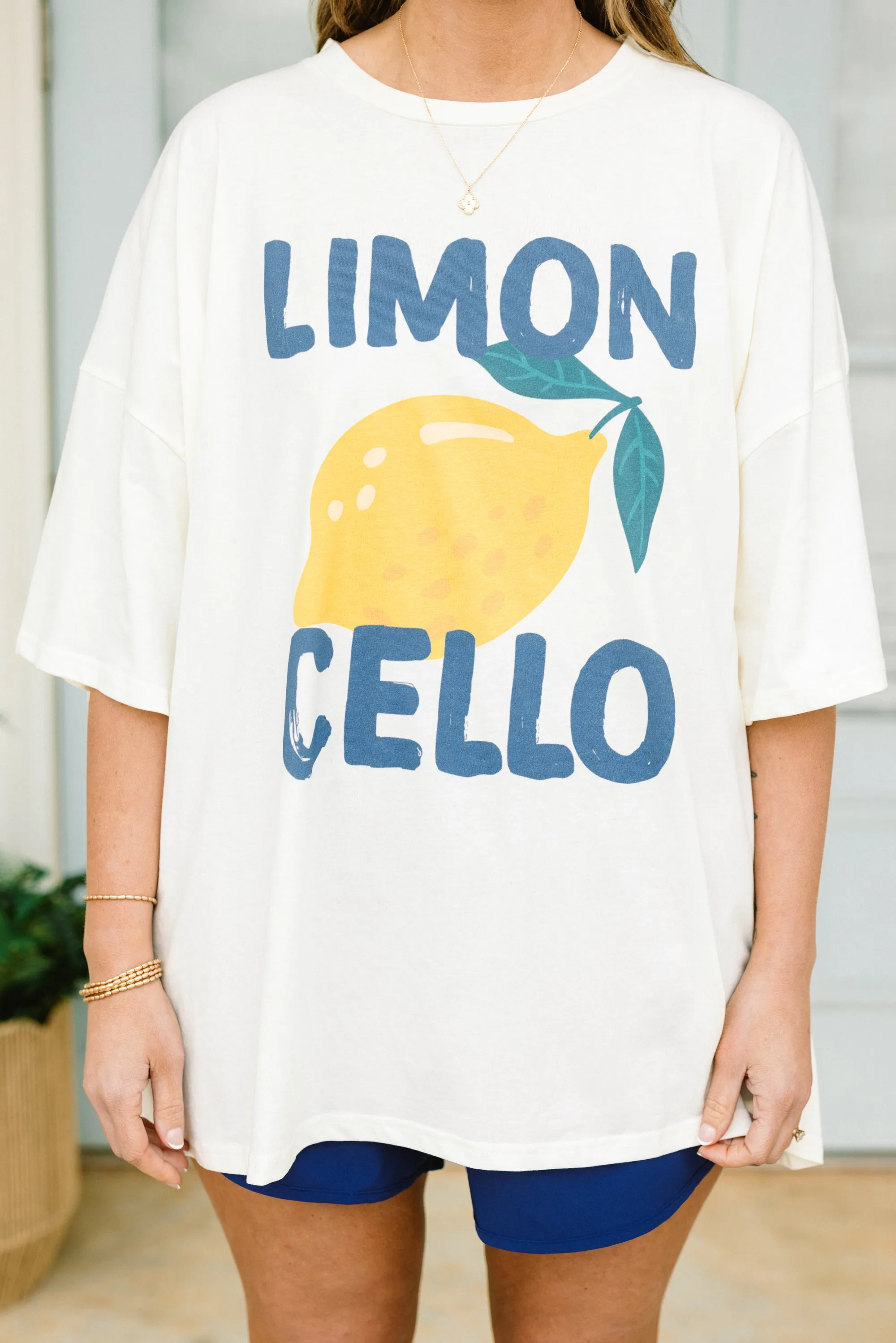 Limoncello Summer Boyfriend Tee, Ivory