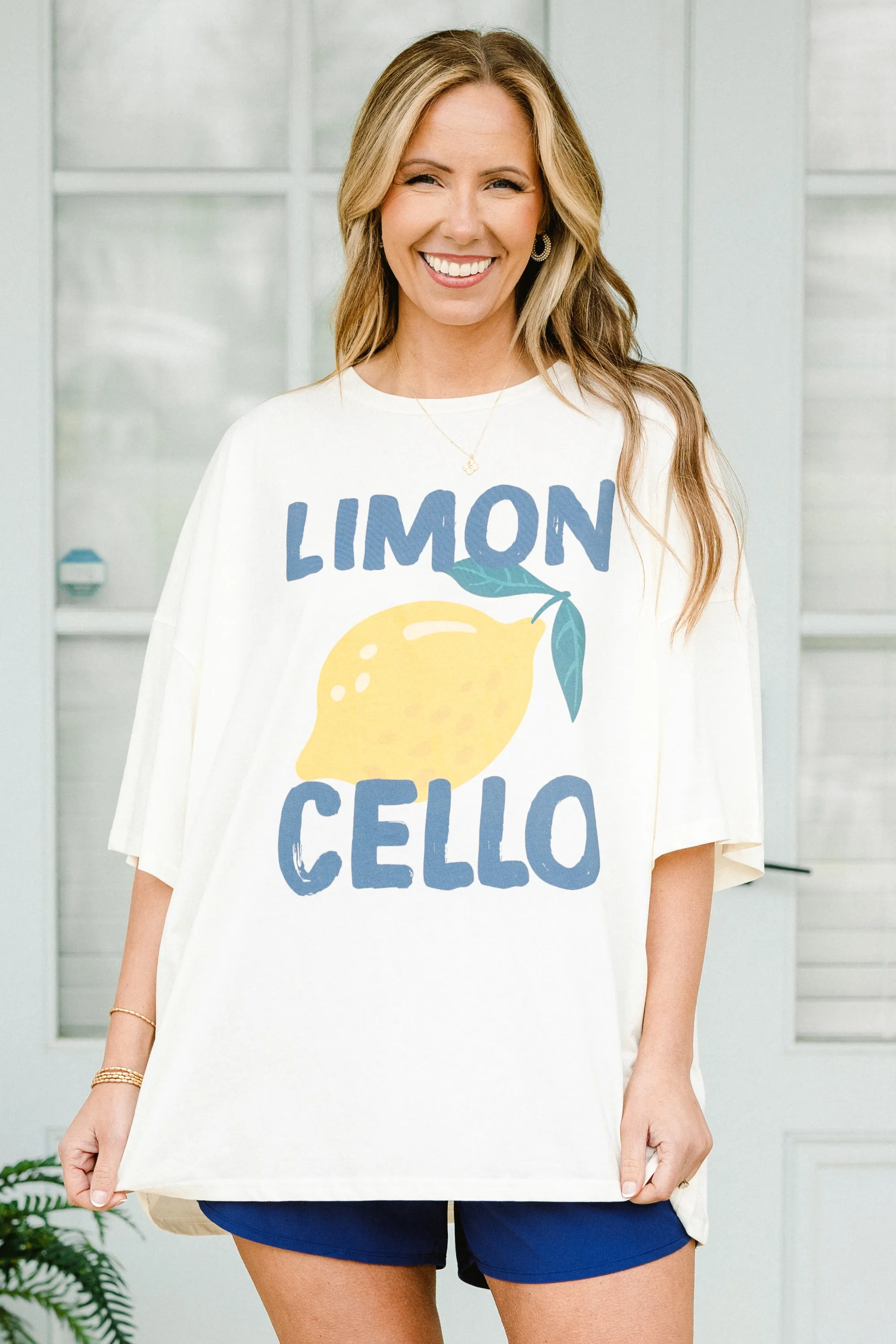 Limoncello Summer Boyfriend Tee, Ivory
