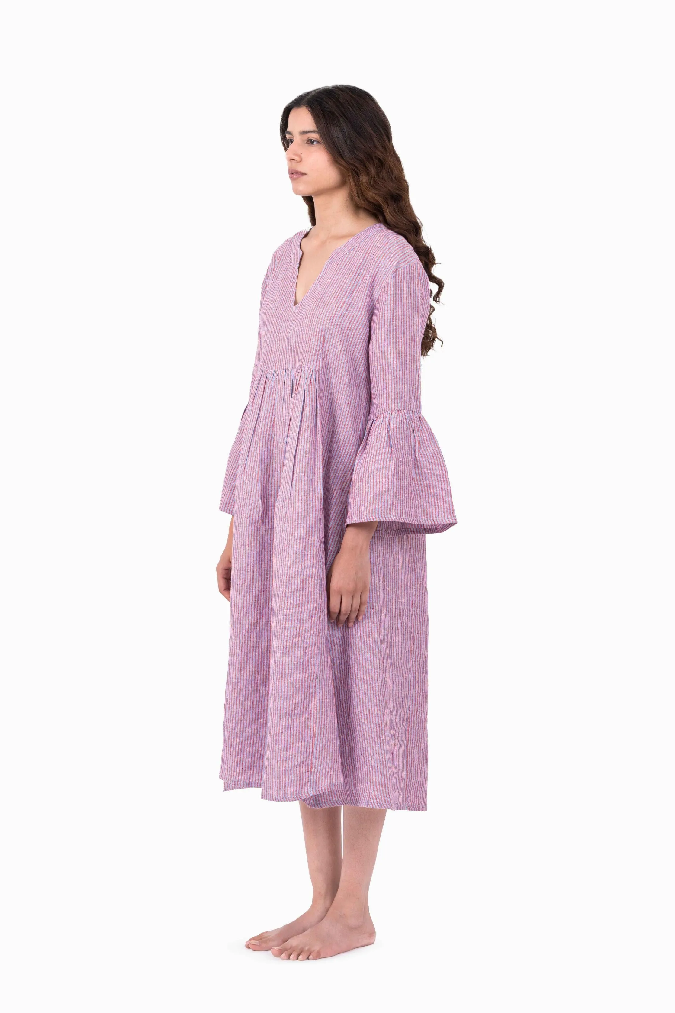 Linen Arlette Dress-Swirly Green