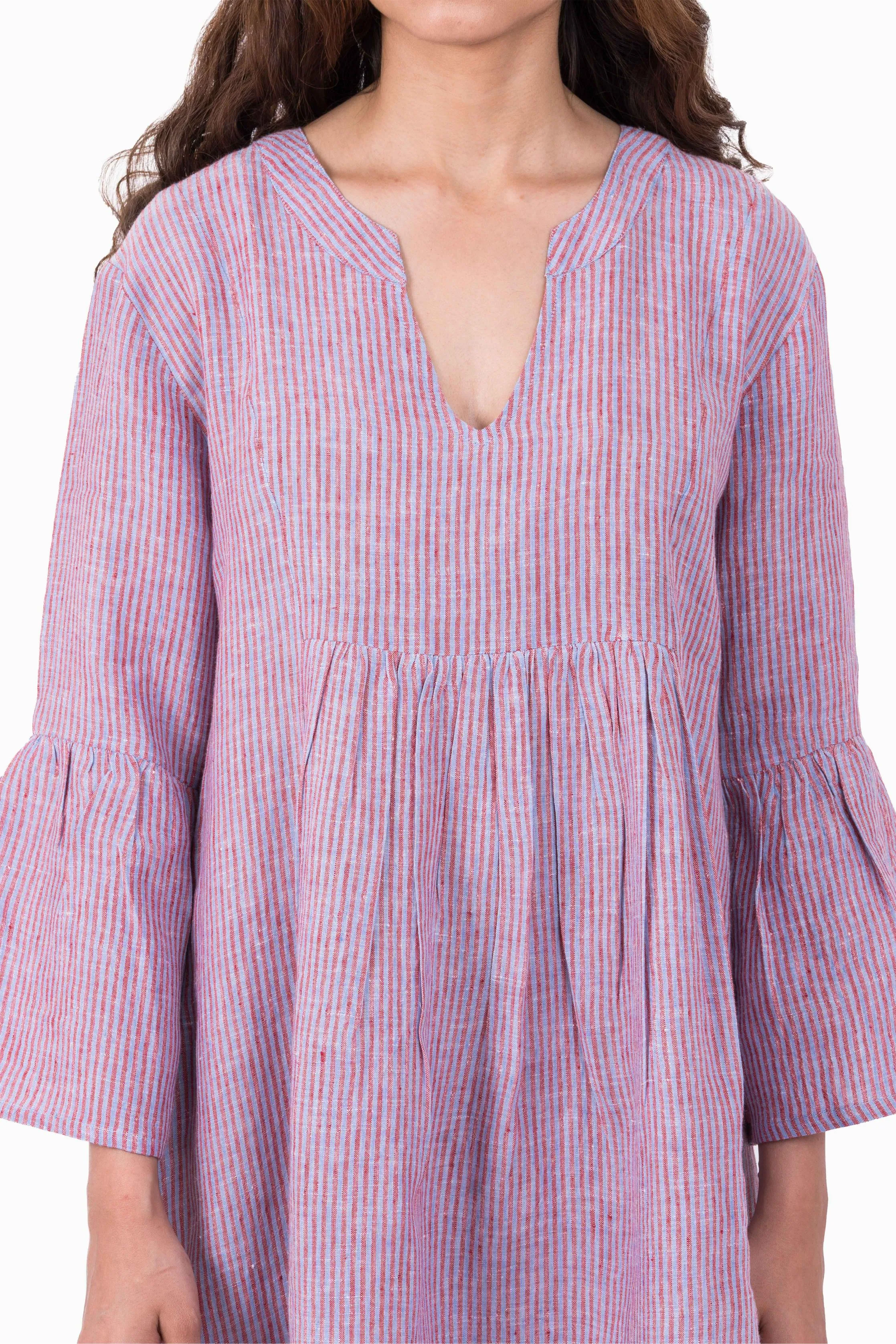 Linen Arlette Dress-Swirly Green