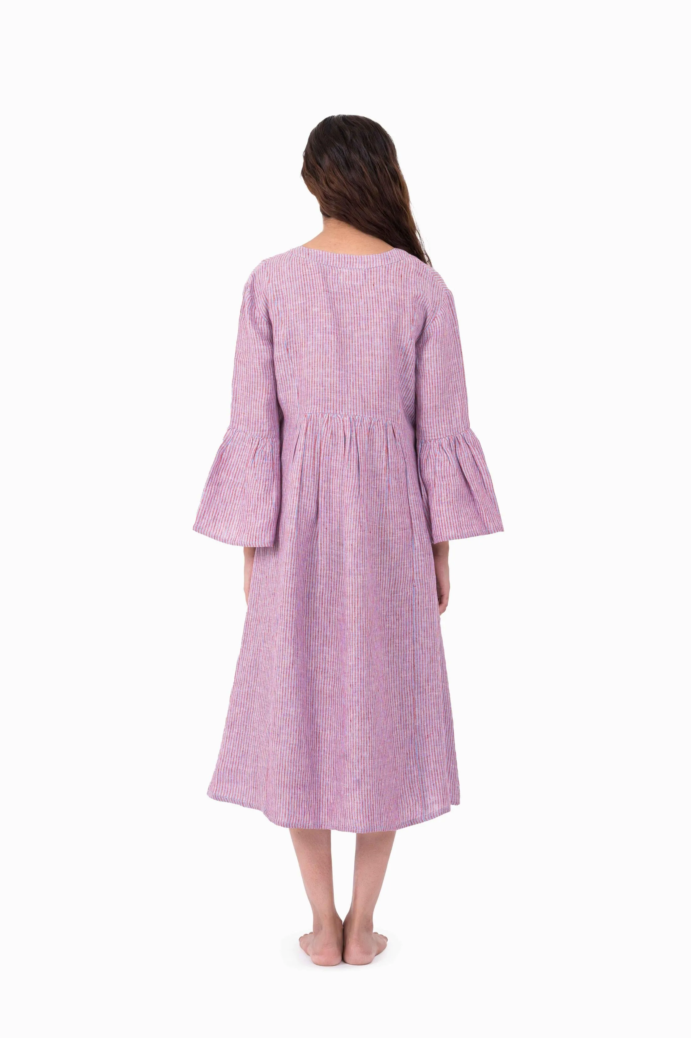 Linen Arlette Dress-Swirly Green