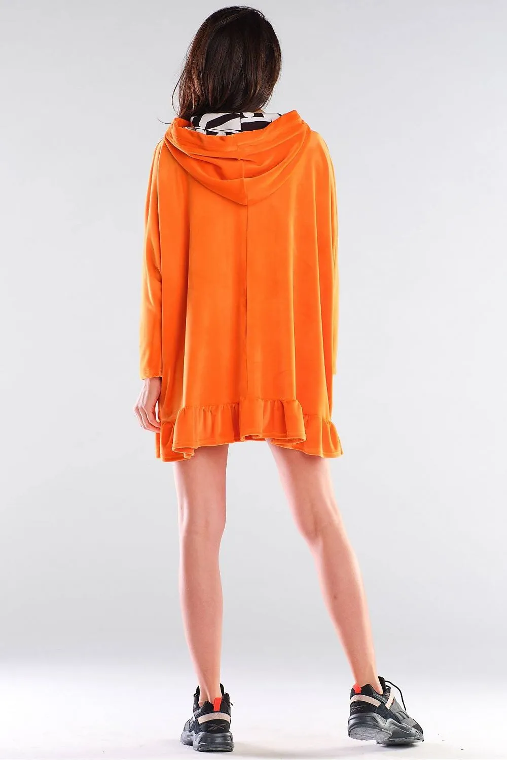 Logo Frill Hooded Sweatshirt Dress