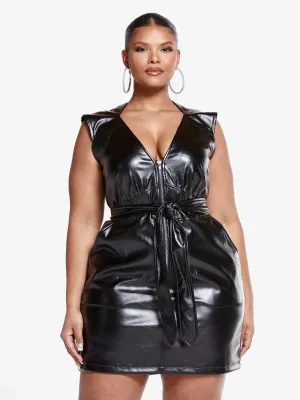Londyn Zip Front Faux Leather Dress