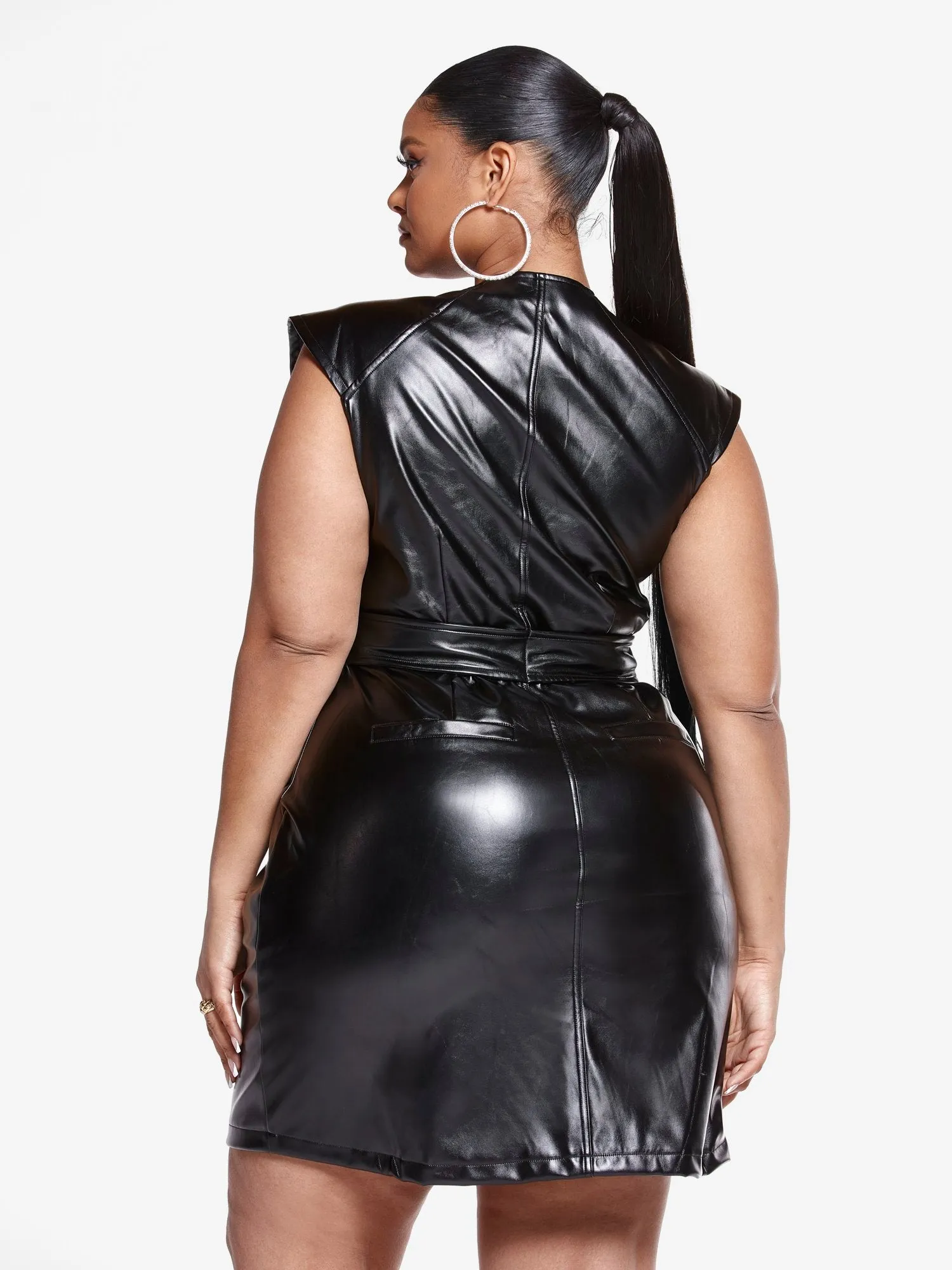 Londyn Zip Front Faux Leather Dress