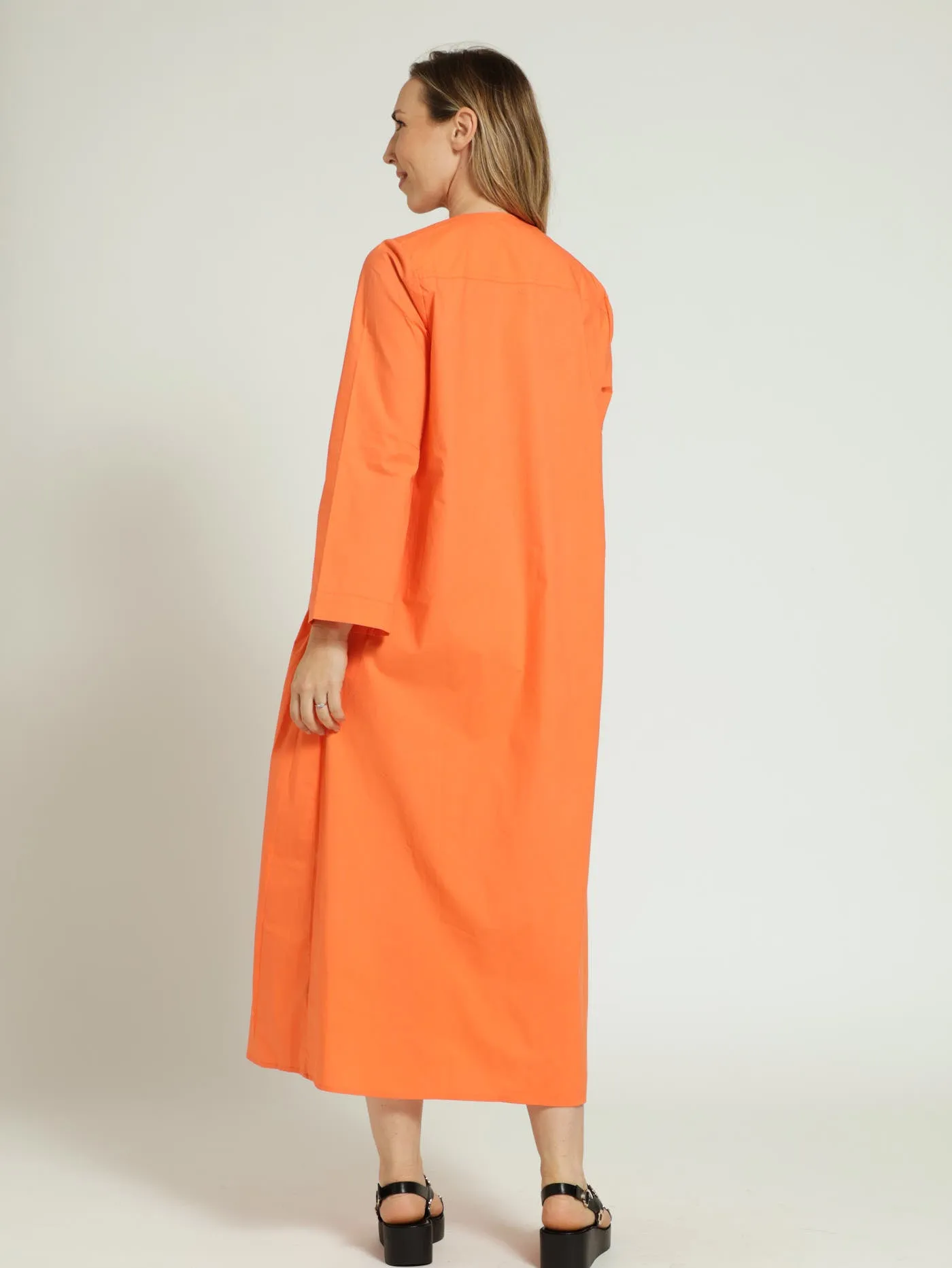 Long Sleeve Relaxed Maxi Dress - Orange