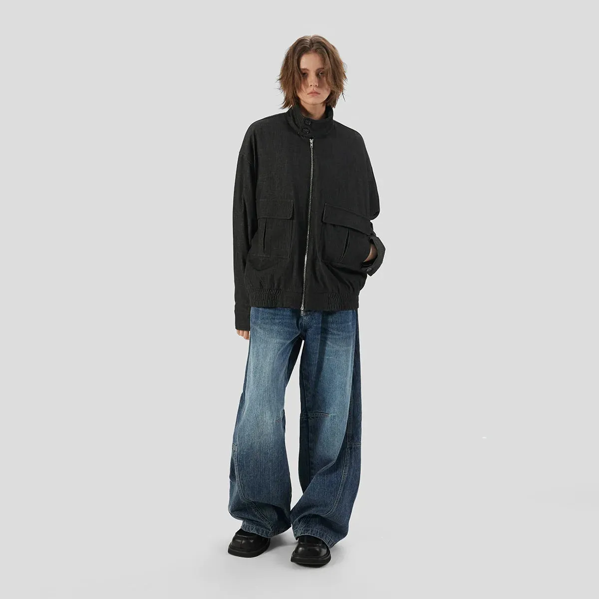 Loose Pocket Wool Blend Jacket