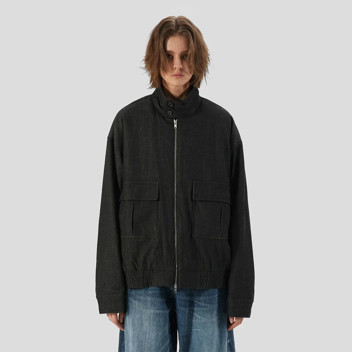 Loose Pocket Wool Blend Jacket