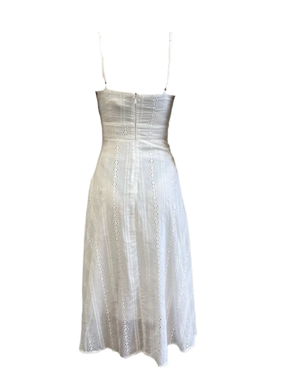LOST IN LUNAR Women's White Front Tie Embroidered Midi Dress Size XS NWT