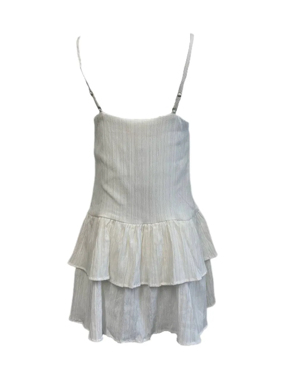 LOST IN LUNAR Women's White Sleeveless Ruffle Skirt Mini Dress Size XS NWT