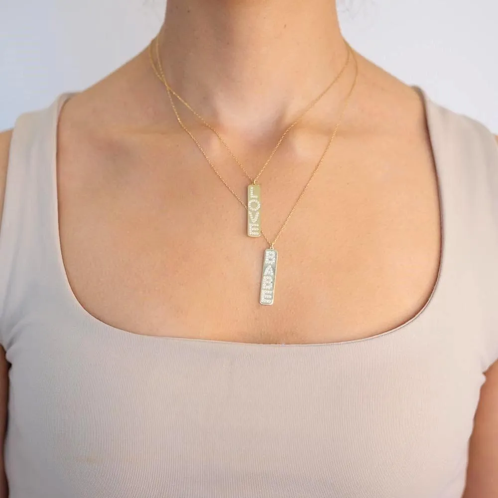 Love Plate Pendant Necklace