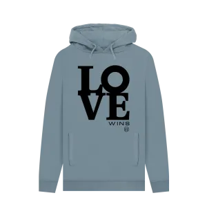 Loved Up hoodie. Blue, grey, rust. 100% organic cotton . Free UK post