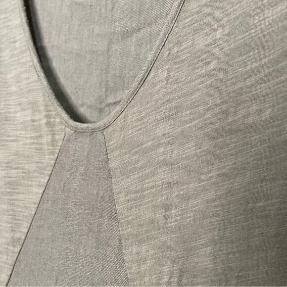 Luna Luz 100% Linen Inset Tank Pockets Dress Olive Green Lagenlook Medium Lounge
