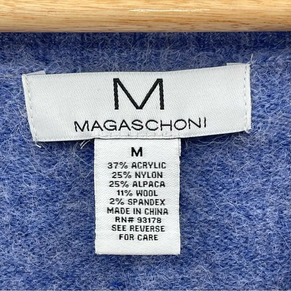Magaschoni Wool Alpaca Blend Soft V-Neck Oversized Sweater Size Medium Boho
