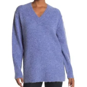 Magaschoni Wool Alpaca Blend Soft V-Neck Oversized Sweater Size Medium Boho