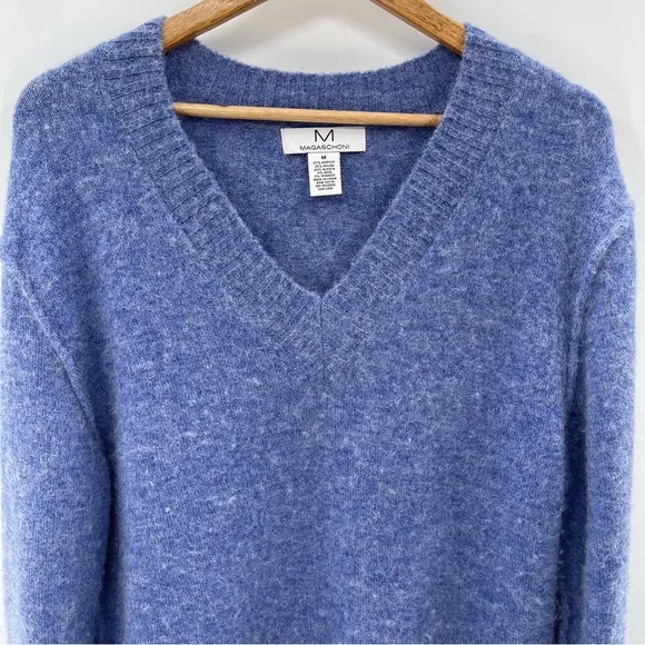 Magaschoni Wool Alpaca Blend Soft V-Neck Oversized Sweater Size Medium Boho